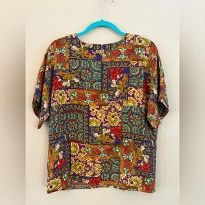 Che Studio Vintage Multicolor Renaissance Print Multicolor Short Sleeve Shirt